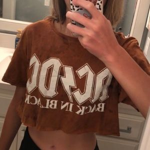 Cropped bleached AC/DC tee